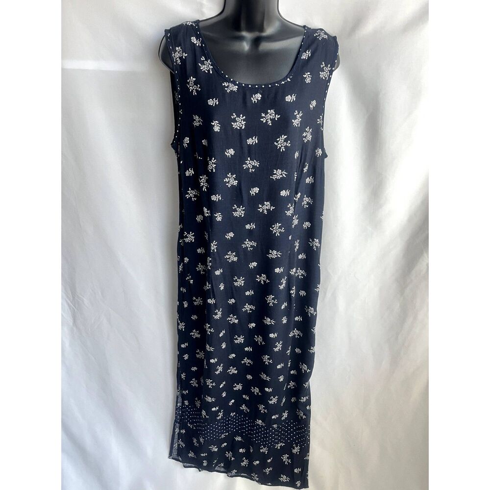 Vintage Jamie Brooke Maxi Floral Shift Dress sz 14 Scoop Neck Retro Prairie 90s